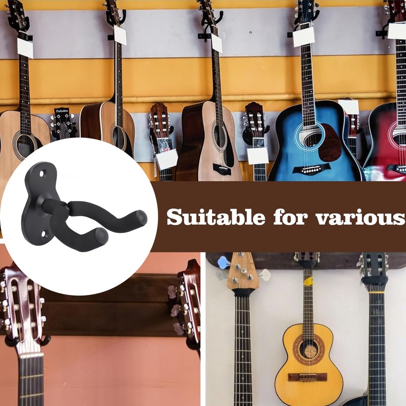 1 Stück Gitarren-Wandhalterung,Gitarrenhalterung,Wandhalterung Gitarre,Gitarren Wandhalterung,Universal Gitarren-Wandhalter Schwarz, Für Akustikgitarre,Klassische Gitarre,E-Gitarre,Bass,Ukulele