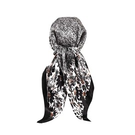 NUWEERIR Womens Large Satin Square Scarf Silk Feeling Hair Wrapping Gift Designer Scarf 35x35 Inches (49)