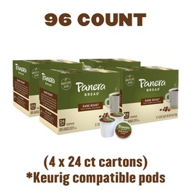 Panera Bread Dark Roast Coffee, Single Serve 96 Count Pods (4 Packs of 24)
