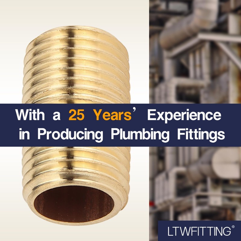 LTWFITTING Brass Pipe Close Nipple Fitting 1/4" Male NPT x