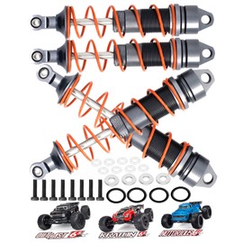 ARRCat Aluminum Big Bore Shocks Upgrades Parts for Arrma 1/8 Kraton 6S BLX Outcast 6S BLX Notorious 6S BLX,4PCS Front Rear Full Metal Dampers Hops Up Absorbers,Replace ARA330621 ARA330622 (Gray)