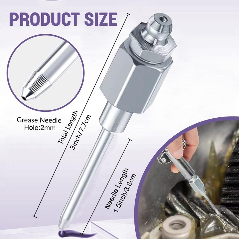 Grease Gun Tips Accessory 9PCS Kit, Includes 2pcs Grease Needle