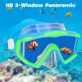 Keary Kids Swim Goggles with Nose Cover 3-Window Swimming Goggles for 4-16 6-14 8-12 3-5 4-7 Years Old Underwater Swim Mask for Toddler Boys Girls Youth Child Water Pool Goggle Anti-Fog Clear Glasses