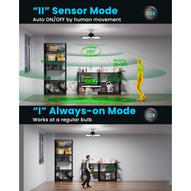 Kryoza Motion Sensor Garage Lights 2 Pack, 25000LM Motion Activated Shop Light with 8+1 LED Deformable Panels, 360° Detection, Motion Sensor Ceiling Light for Garage, Workshop, Basement, Laundry Room