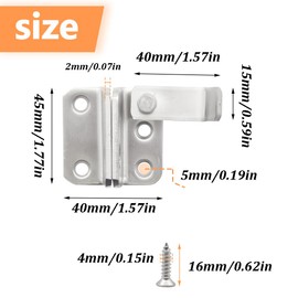 Hocansen Pack of 2 Deadbolt Lock Door Bolt Stainless Steel Bolt Lock Small with Screws Security Door Lock Bolt with Padlock Hole Sliding Bolts for Doors, Windows (Silver/HD-MS)