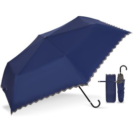 (Supervised by Active Dermatologist), Elegant Ruffle Embroidery, Parasol, Folding Umbrella, Ultra Lightweight, 100% UV Protection, JIS Standards, Certified by a Third Party Organization in Japan, Fully Blackout, For Both Rain or Shine, Ultra Compact Size