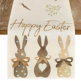 Scinzene Fashion Rabbit Carrot Easter Table Runner, Washable Table Runner, Easter, Easter Decoration, Easter Tablecloth, Easter Table Runner, Easter Table Runner, Spring Table Runner, 33 x 183 cm
