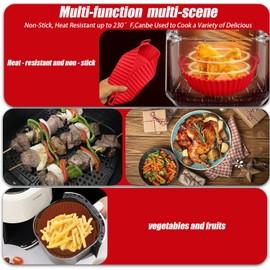 3 Pack Air Fryer Liners,8 Inch Silicone Airfryer Liners, Air Fryer Liners for 3 to 6 QT Oven Microwave Accessories,Reusable Baking Tray Oven Accessories (RED&BLUE￥GREEN)