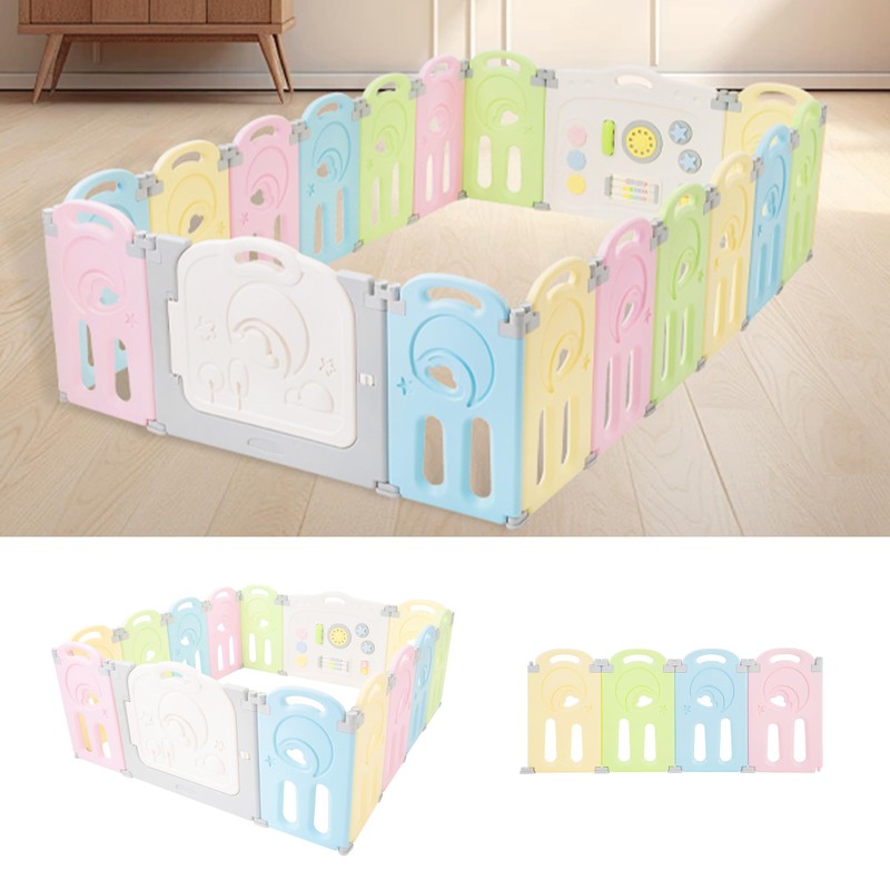 Cloud Castle Foldable Playpen 4-Panel Extension by Fortella (Multicolor)