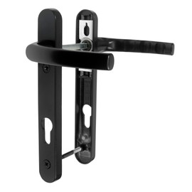 JCP UPVC Door Handle Pair, 122mm Screw Centres, 92 PZ 92mm Sprung Set, Backplate 220mm X 30mm - Black