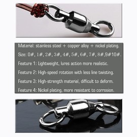 AMYSPORTS Barrel Ball Bearing Swivel Saltwater Stainless Rolling Fishing Swivel Steel High Strength Fishing Swivels Connector Solid Welded Rings Black Nickel 25pcs 55lbs