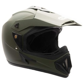 Motorcycle Helmet Off Road MX ATV Dirt Bike Motocross UTV - Military Green (Medium). Includes Goggles