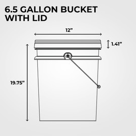 6.5-Gallon White Bucket Pail Container with Lid | Food Grade | Heavy-Duty 90MIL Extra Durable | Metal Handles with Plastic Grip for Easy Carrying | Multi-Use | Easy Stack and Store | BPA Free - 1 Pack