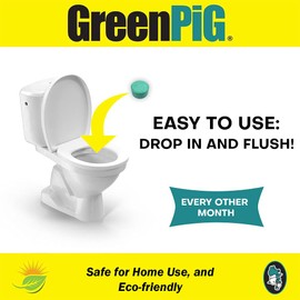GREEN PIG 54C Live Tank Treatment Aids in The Breakdown of Septic Waste to Prevent Backups with Easy Dissolvable Flush, Commercial Strength