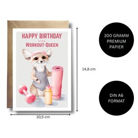 WBdesignz Card with Envelope - Workout Birthday Gym Birthday Cards (Workout Queen)