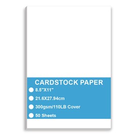 Cardstock Paper - Plain Heavy Bright White Stock, 110lb(300 gsm) Cover Thick Cardstock Paper, 8.5" x 11", 50 Sheets, Inkjet/Laser Printer Compatible