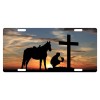 FAST SERVICE DESIGNS License Plate Cowboy Praying At Cross Christian