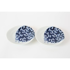 Mino ware Japanese Ceramics Pair Round Plate Japanese Cat (set of two) made in Japan GBS218 (Medium Flat, Furoshiki)