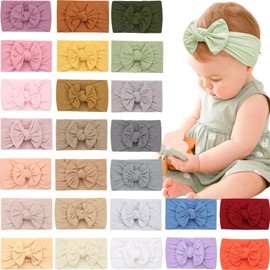 kangaroo 25 Colors Baby Girl Headbands 4 inches Hair Bows Super Soft High Stretchy Hair Turban Head Wraps Headbands for Infant Newborn Toddlers Girls and Kids