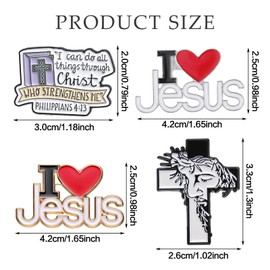 4PCS Jesus Pin,I Love Jesus Cross Pin Enamel Lapel,Cross Pins for Jewelry Bags Clothing Decoration,Religious Belief Christian Pins for Backpacks,Clothes,Hats,Holiday Parties