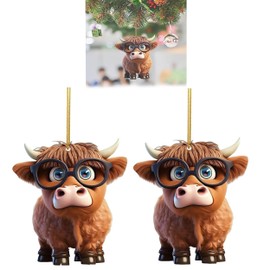 Annastore 6 x Funny Cow Tree Hangers Height 8 cm – Funny Tree Decoration Farm – Christmas Tree Baubles Cow – Cow Tree Decorations