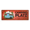 Camping Metal Sign in Red with Caravan Motif Motorhome Holiday
