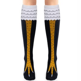 FITTEE Novelty Funny Crazy Chicken Feet Socks Knee-High Turkey Socks Funny Gifts (Yellow, Large