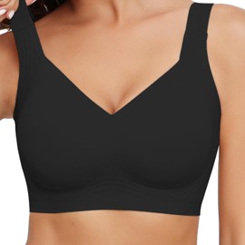 Mivorica Comfort Wireless Bra Non Wired Support Seamless Soft Everyday Bra,Black,3XL
