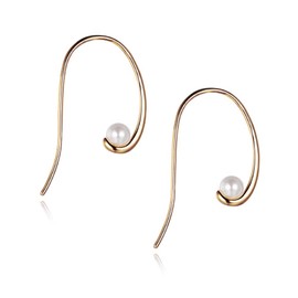 nobel-schmuck Women's Hoop Earrings 925 Sterling Silver Pearl Earrings, Gold-Plated Silver