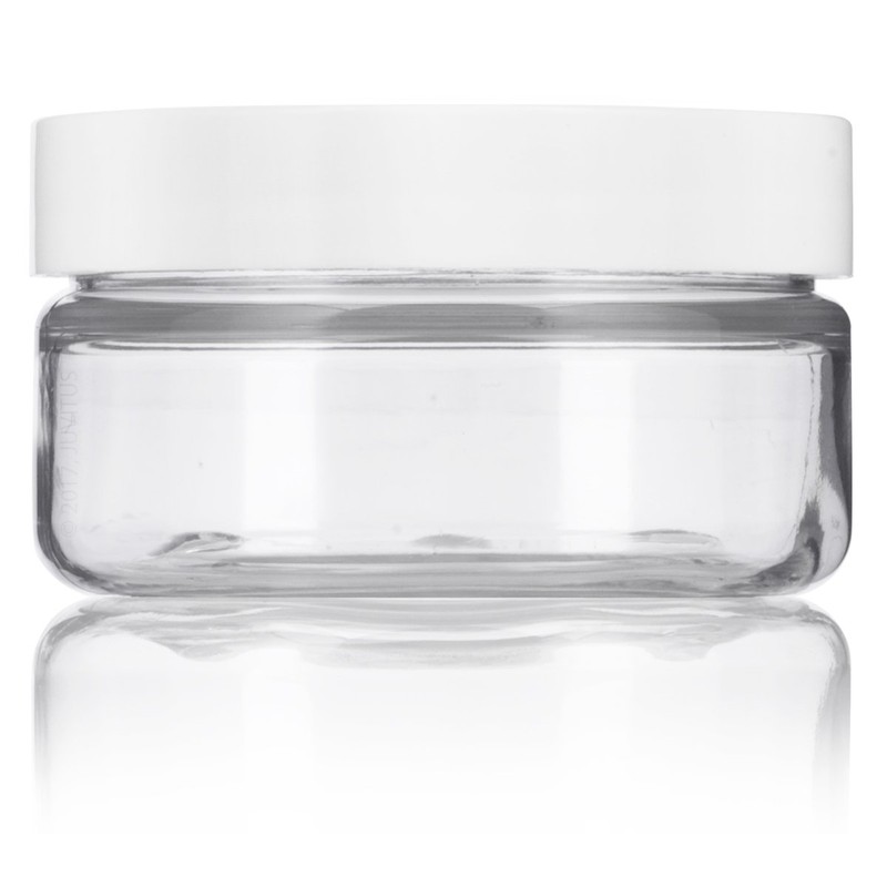 JUVITUS 2 oz Clear PET Plastic Low Profile Travel Jar