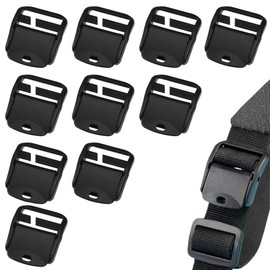 YJFY Pack of 10 Ladder Buckle Bridge Buckle Clamp Buckles, Quick Installation without Disassembly, with Firm, Non-Slip Buckle for Mountain Sports Backpacks, Belts, black