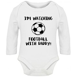 Hippowarehouse Shhh. I'm Watching Football with Daddy!! Baby Vest Bodysuit (Long Sleeve) Boys Girls White