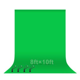 EMART Green Screen Backdrop, 8 x 10 Ft Photography Greenscreen Background Sheet Fabric Kit for YouTube Video Streaming Zoom, Small Photo Chromakey Cloth Curtain with 4 Clip