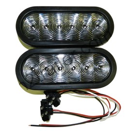 TecNiq, Inc Pair of 6" Oval Clear Lens RED LED Stop Turn Tail Light Grommet Trailer Truck, Made in the USA