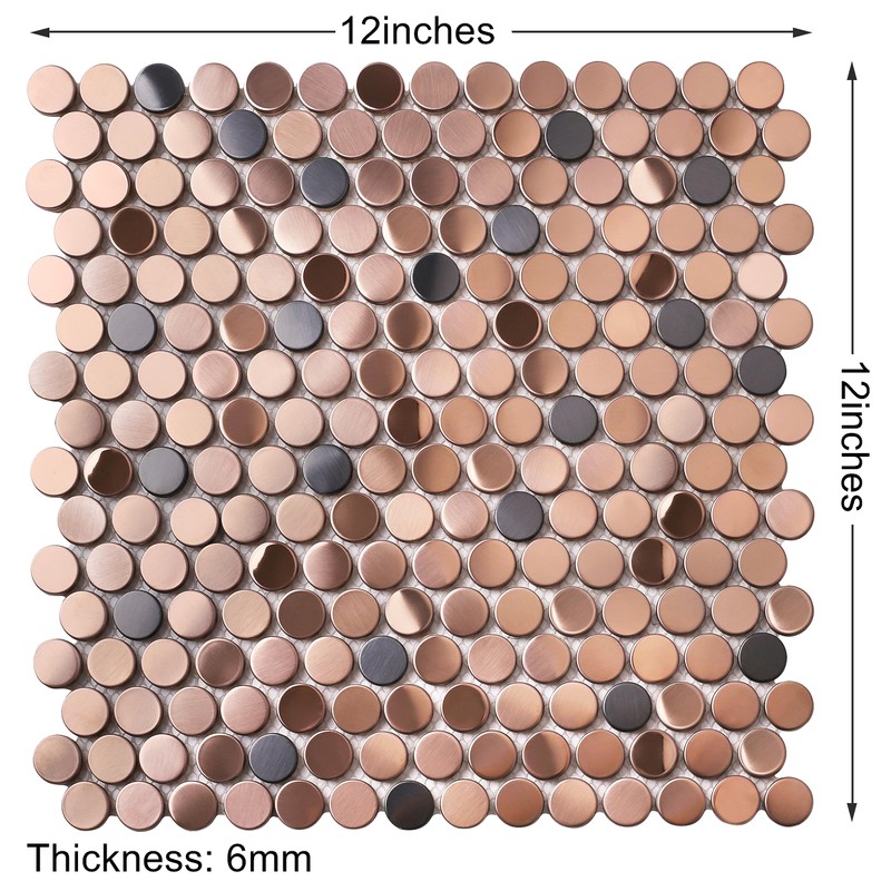 Parrotile Penny Round Tile Copper Bronze Mosaic Tiles for Kitchen