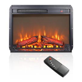Innoflame 23" Electric Fireplace Insert, Electric Fireplace Heater with Remote/Timer, Adjustable 4 Flame Brightness, Digital Display, Log Set, Low Noise, Overheating Protection, 1400W