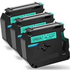KCMYTONER 3 Pack Compatible for Brother P-Touch M Tape M731 MK731 M-K731 M-K731S 1/2 inch 12mm 0.47'' Green Label Tape for PT-80 PT-80SCCP PT-85 PT-90 PT-M95 PT-70SR Label Maker Refills