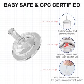 Sippy Straw Nipples for Mam Baby Bottles, Transition Straw Sippy Cup 100% Food Grade Silicone Soft Nipple, 12m+, Pack of 4