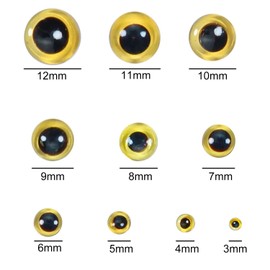 TOAOB 100pcs Brown Glass Eyes Kits Craft Eyes 3mm to 12mm for Doll Making Needle Felting Crafts