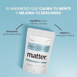 Matter Magno-N, L-Treonato de Magnesio MagteinTM y GABA, Apoyo a la Función Cognitiva, Bienestar Mental y Relajación, Polvo Sabor Mora, 1 Bolsa con 60
