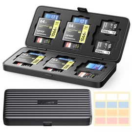 ORICO SD Card Holder, Water-Resistant SD Card Storage, Professional Anti-Shock Memory Card Carrying Case for 6 CF Card + 8 SD SDXC SDHC with Labels