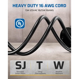 DEWENWILS 6 Outlets Extension Cord Reel, 30FT SJTW 16/3C Power Cord, Hand Wind Retractable, Overload Protection, 13 Amp Circuit Breaker, Yellow, Black, UL Listed