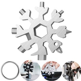 18-in-1 Snowflake Multi tool, STRQUA Stainless Steel Snow Multitools Bottle Opener-Screwdriver-Wrench,Great Christmas gift Cool Gadgets.(Silver)