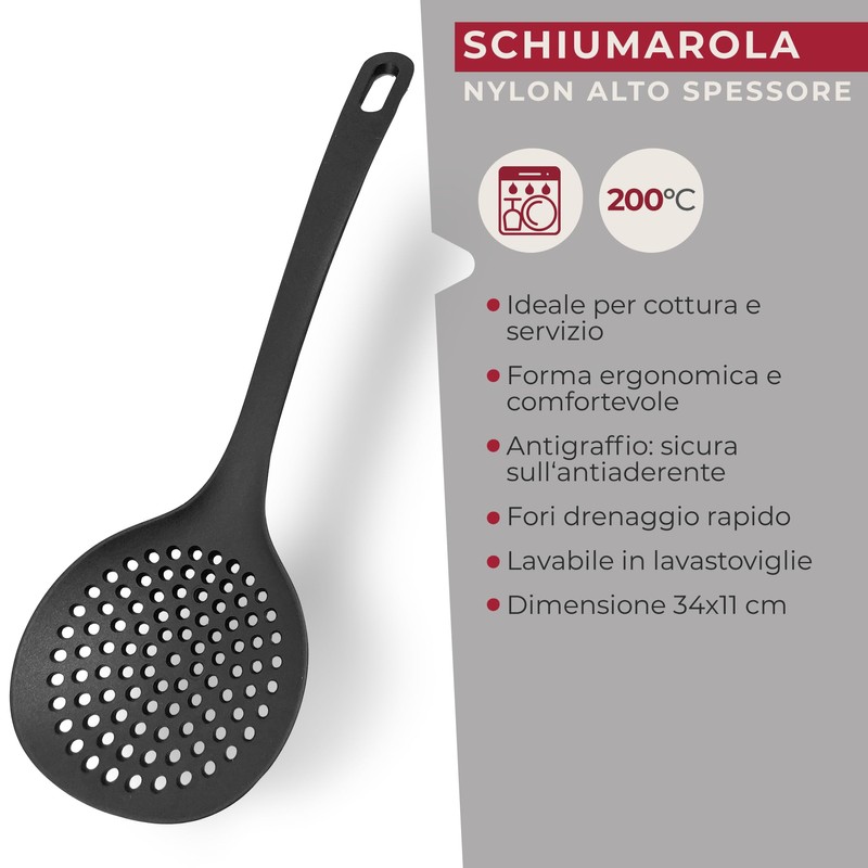 Fackelmann Schiumarola antiaderente in Nylon alto spessore, max 200°C, lavabile