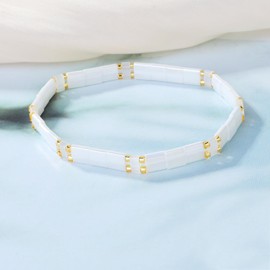 KELITCH Minimal Tila Beads Bracelet Stackable Tennis Stretch Bracelet Handmade Fashion Bracelet Jewellery Women, Tila Bead