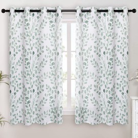 MYSKY HOME Curtains for Bedroom 63 inches Long Thermal Insulated Room Darkening Curtains Tree Branch Print Pattern Classic Curtains for Dining Room Home Decor Grommet Top Drapes, Sage, 2 Pieces