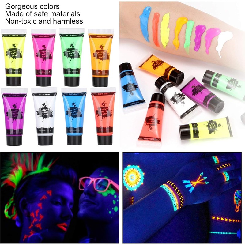 Juego de Pintura Corporal con Luz Negra de 10ml, Maquillaje