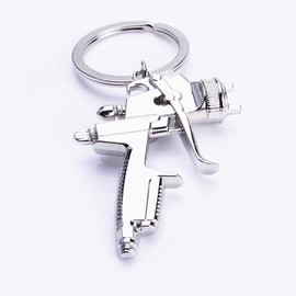 beyondcity 2 PCS SPRAY PAINT Gun Silver Metal KEY CHAIN Ring Keychain NEW