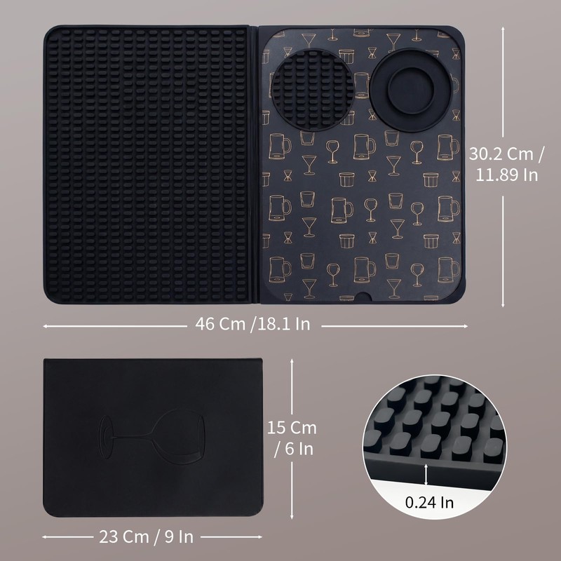 HEIFAM 3-in-1 Bar Mats for Countertop with Cutting Board, Quick-Dry