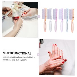 Beavorty 6pcs Long Handle Nail Brushes for Manicure Dust Removal Dense Firm Bristles Durable Fingernail Cleaning Tools Random Colors Portable Nail Art Supplies for Women Random Color